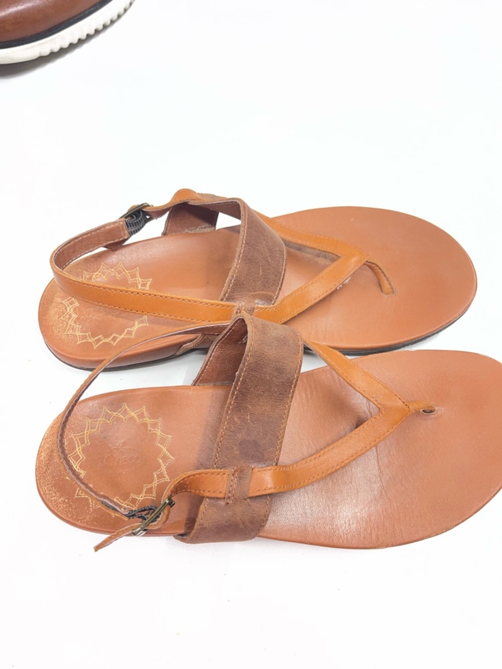Chaco Brown and Tan Leather Strap Sandals - Picture 3 of 5